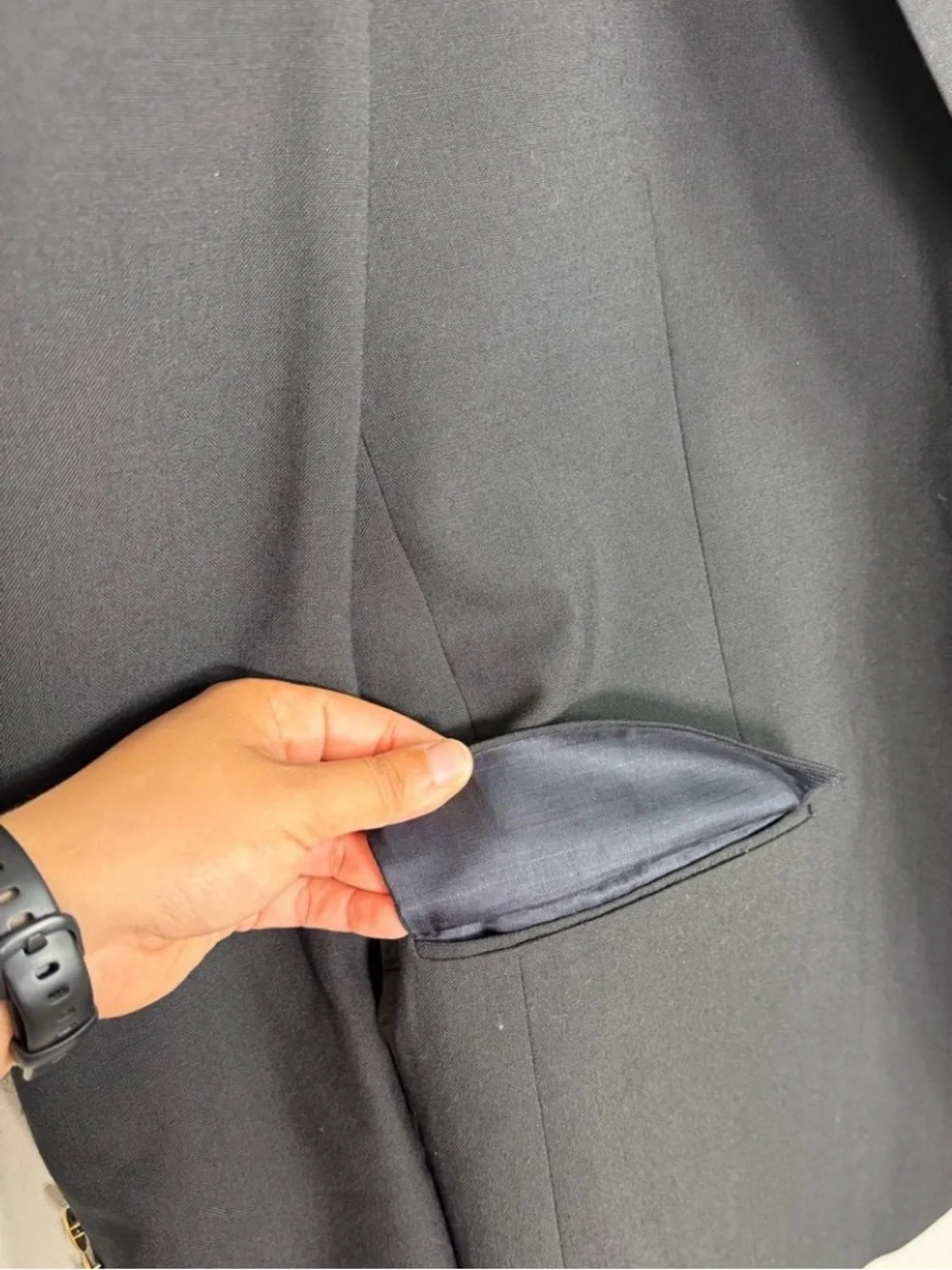 •STAFFORD•  Mens 100% Wool 2  Button Blazer Black 46R